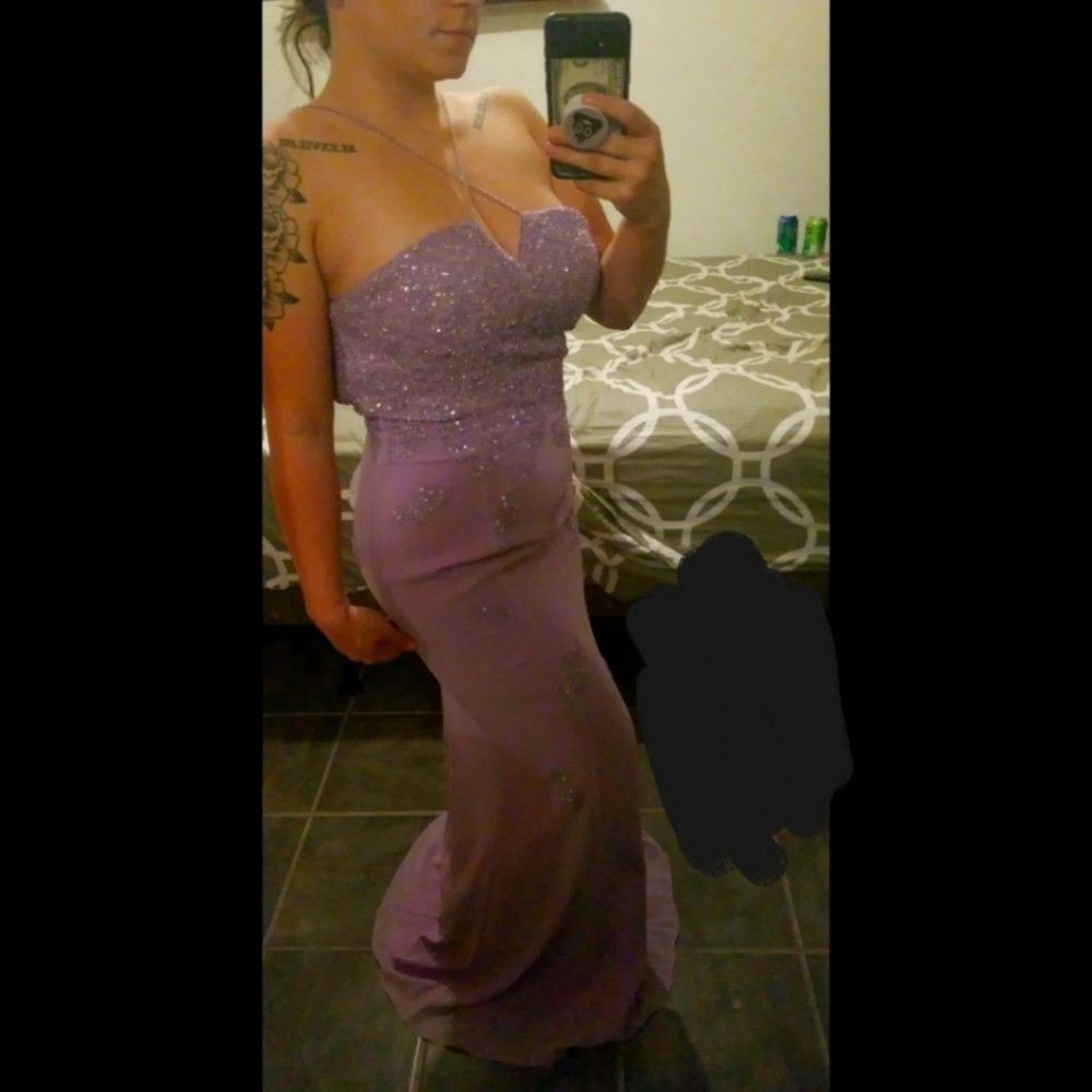 Lilac Purple Prom Dress With beading on Bust -size S